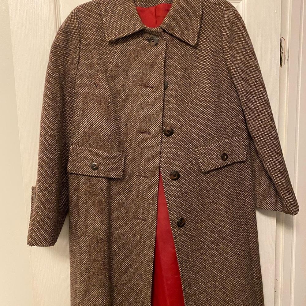 Tweed long coat with lining